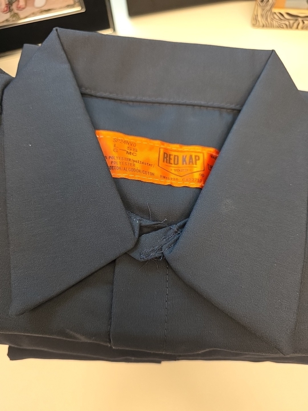 Red Kap Men's Navy Short-Sleeve Button-Down Work Shirt
